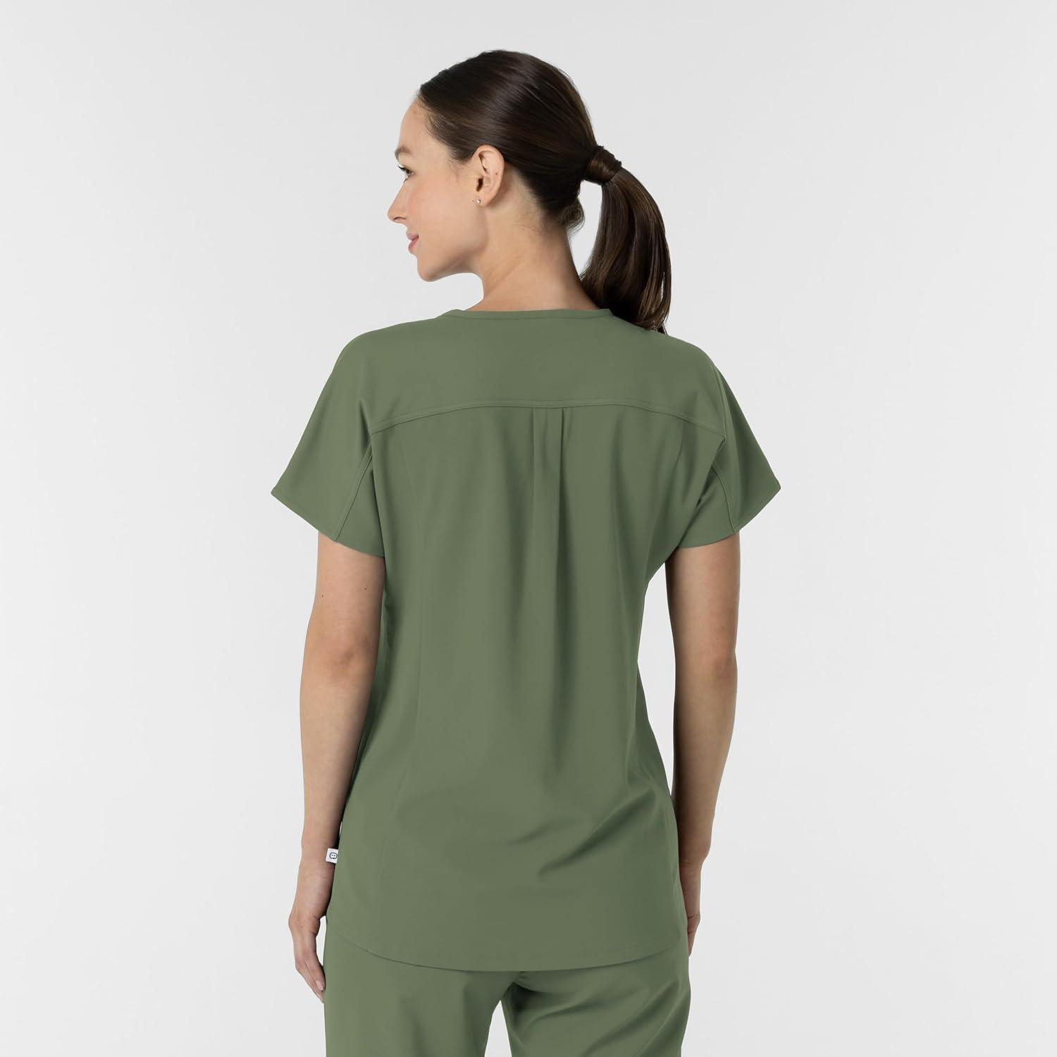 Wink Women’s Women’s V-Neck Tunic Scrub Top(Olive)
