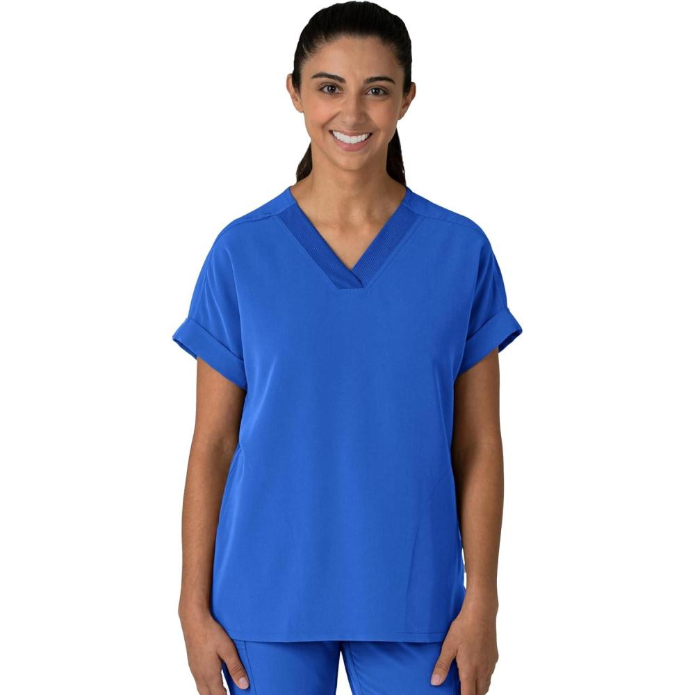 Wink Women’s Women’s Drop Shoulder Boxy Scrub Top(Royal)