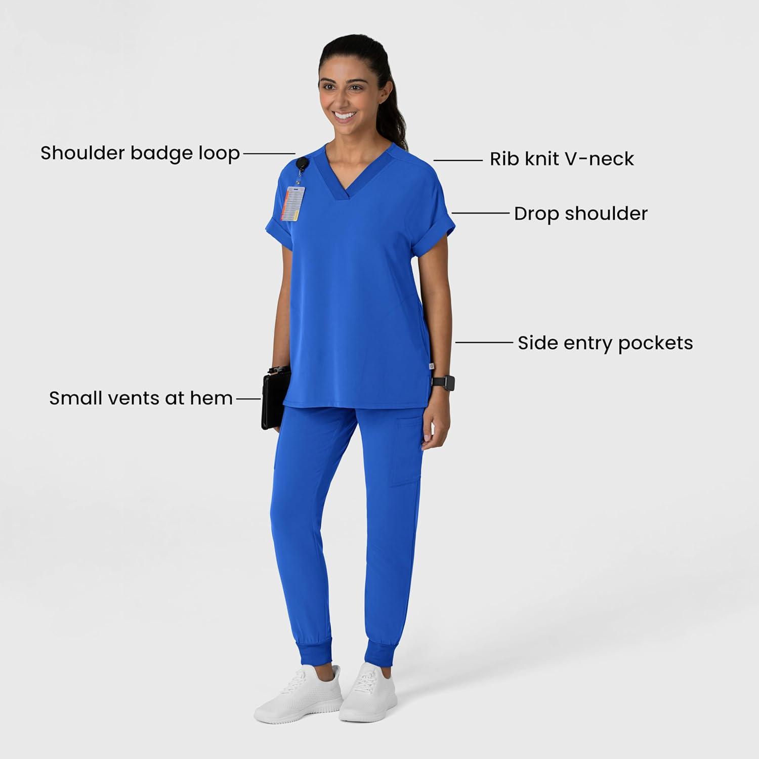 Wink Women’s Women’s Drop Shoulder Boxy Scrub Top(Royal)