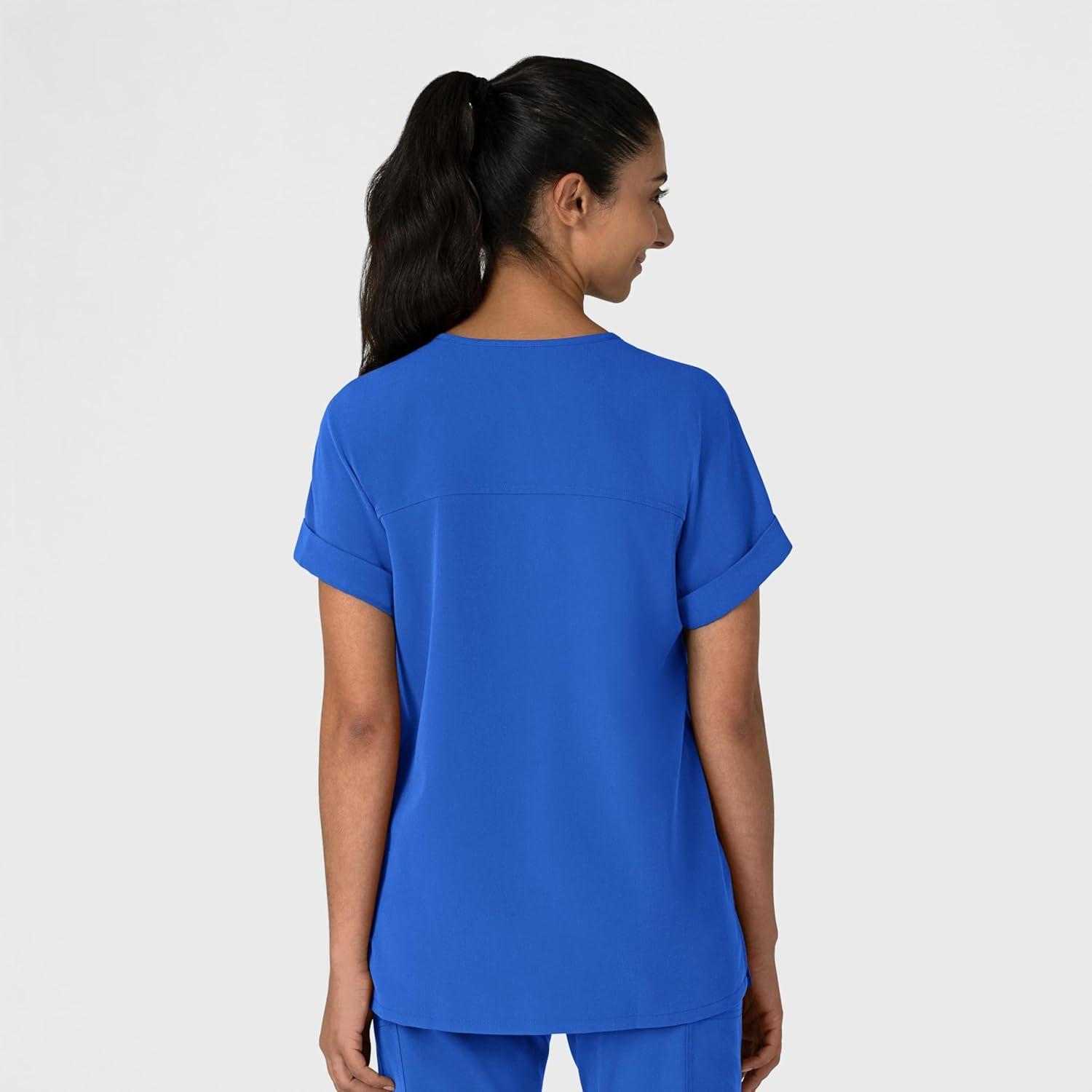 Wink Women’s Women’s Drop Shoulder Boxy Scrub Top(Royal)