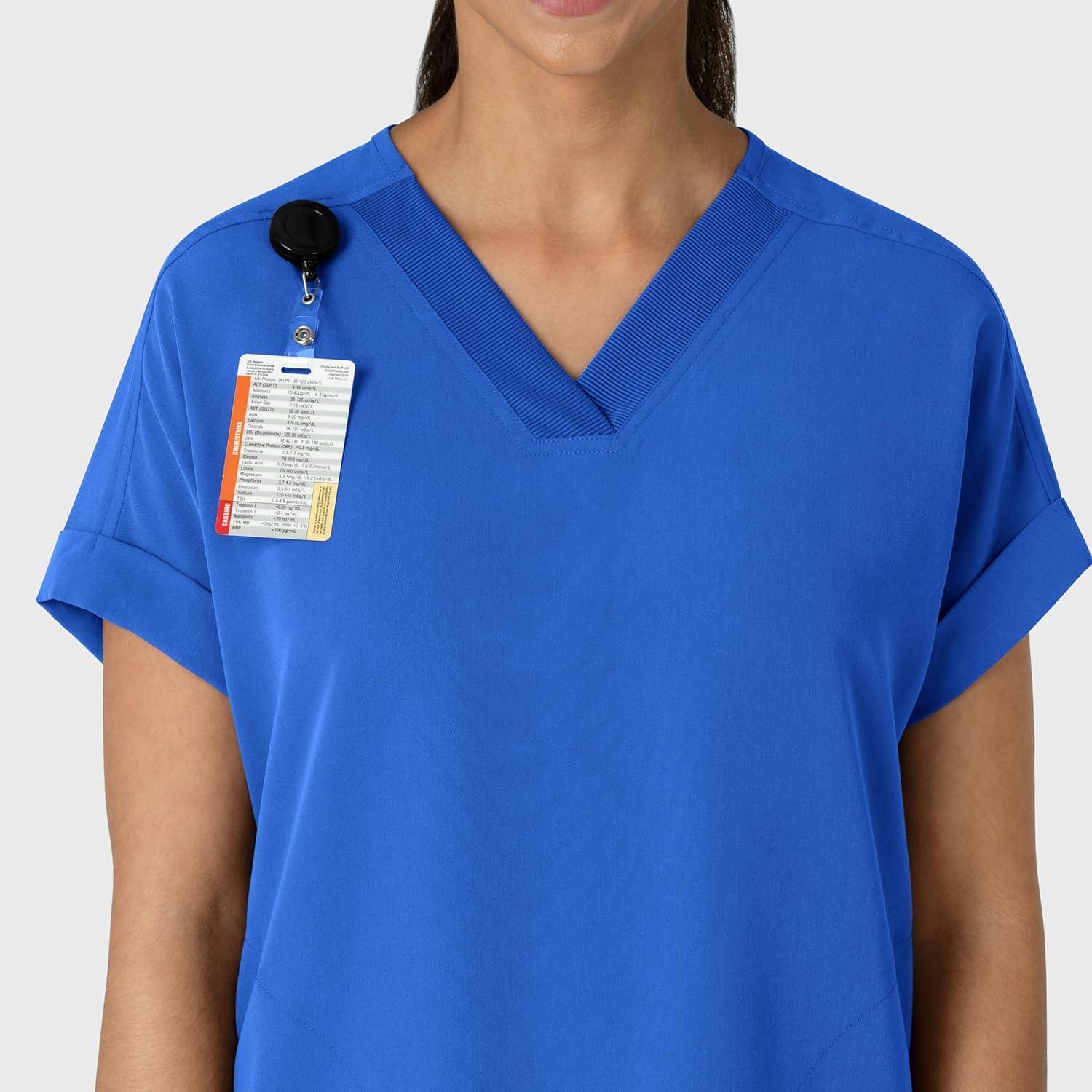 Wink Women’s Women’s Drop Shoulder Boxy Scrub Top(Royal)