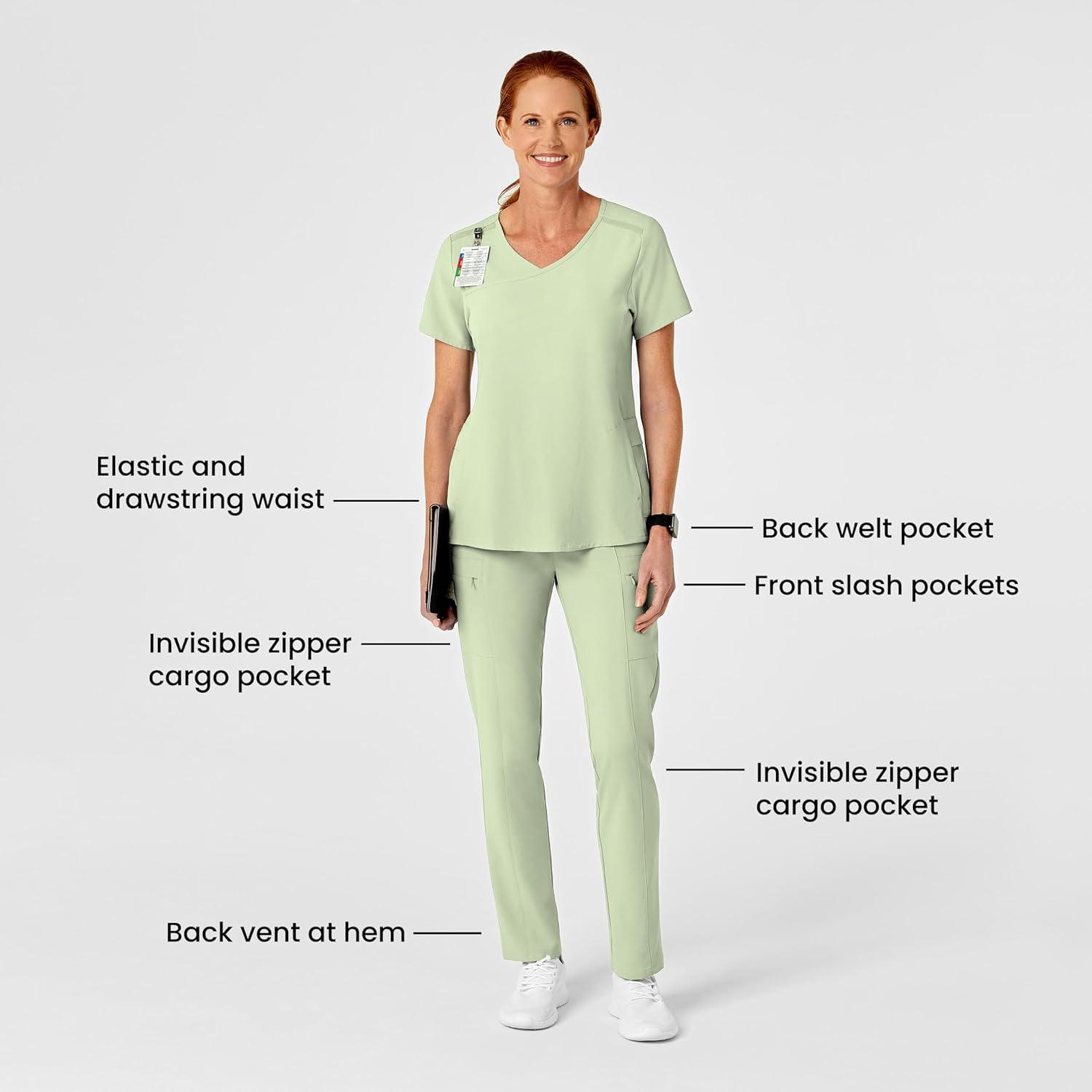 Wink Scrubs for Women, Renew, High-Waist Slim-Leg Pants with Drawstring and 5 Pockets(Fresh Mint)