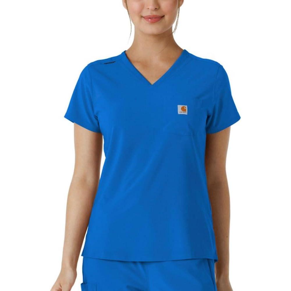 Carhartt Scrubs C13410 Women’s Cross-Flex Modern Fit Tuck-in Top Large Royal Blue