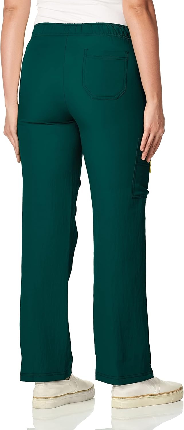 WonderWink Women’s Petite Four-Stretch Sporty Cargo Scrub Pant, Petite(Hunter Green)