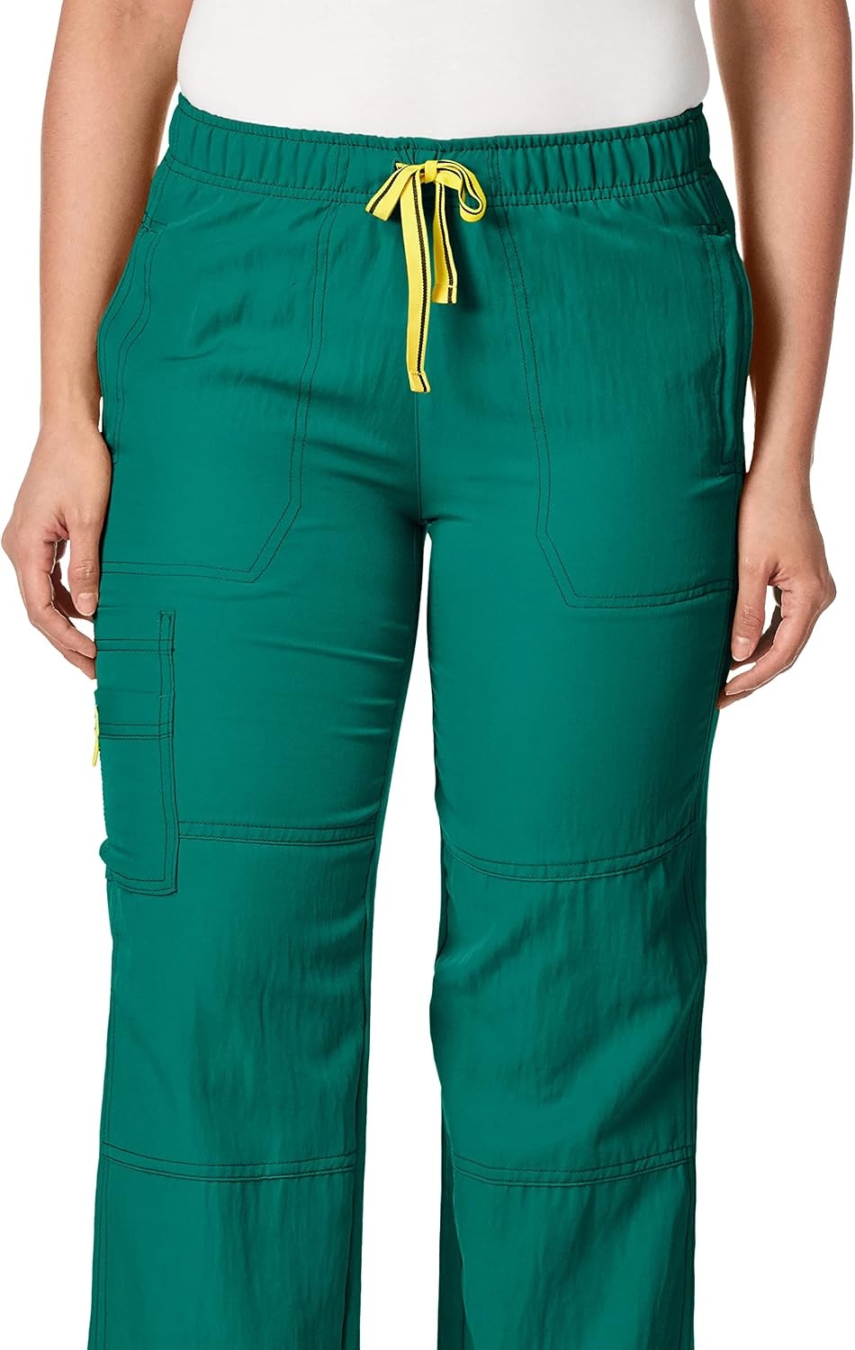 WonderWink Women’s Petite Four-Stretch Sporty Cargo Scrub Pant, Petite(Hunter Green)