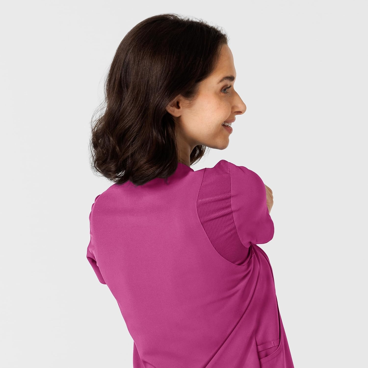 Wink Nova Women’s Flex-n-Reach Shoulder Panel V-Neck Scrub Top(Raspberry)