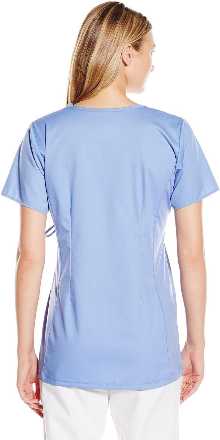 WINK WonderWORK Maternity Mock Wrap Scrub Top, Ceil Blue, 3XL