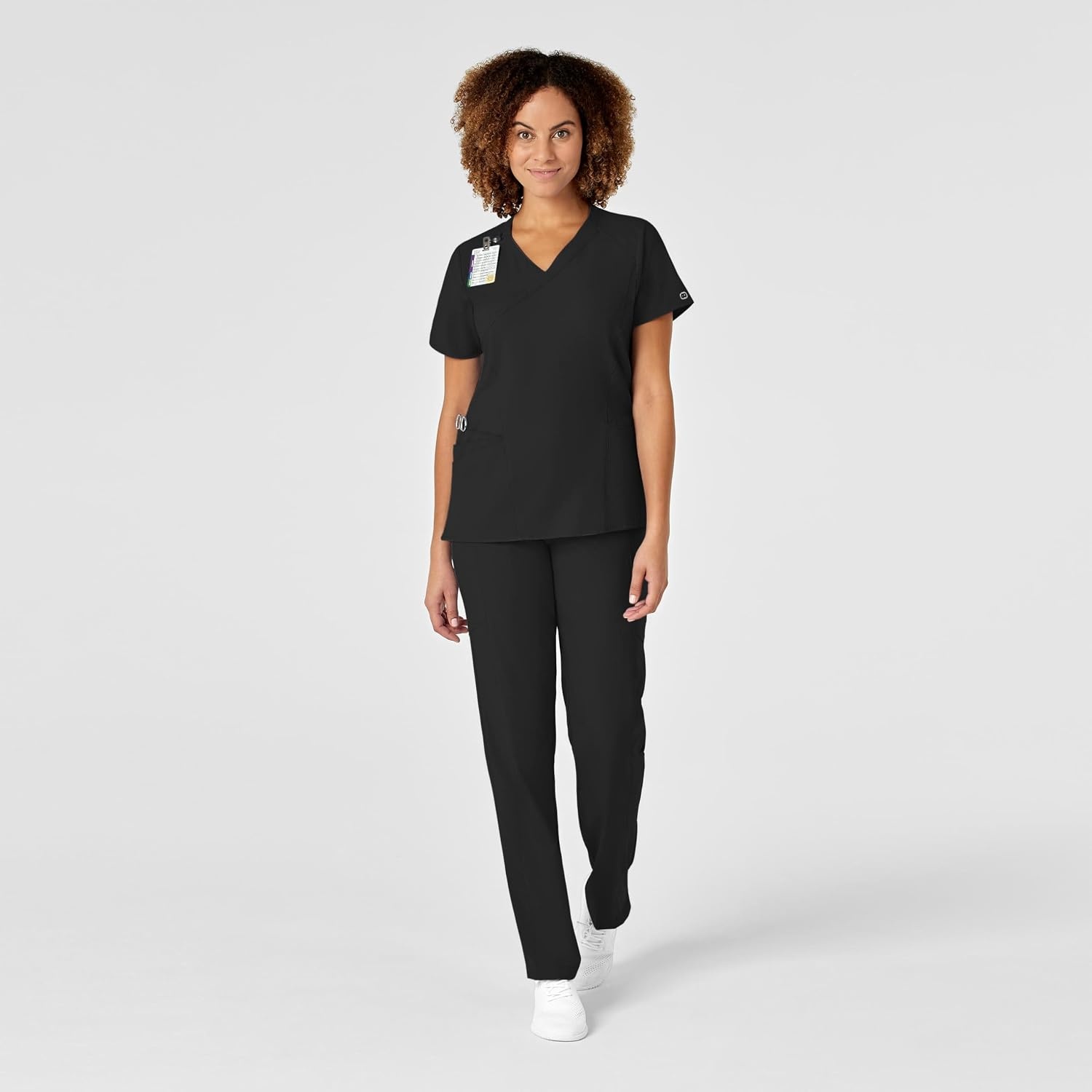 Wink Scrubs for Women, W123, Mock Wrap Tops with 10 Pockets