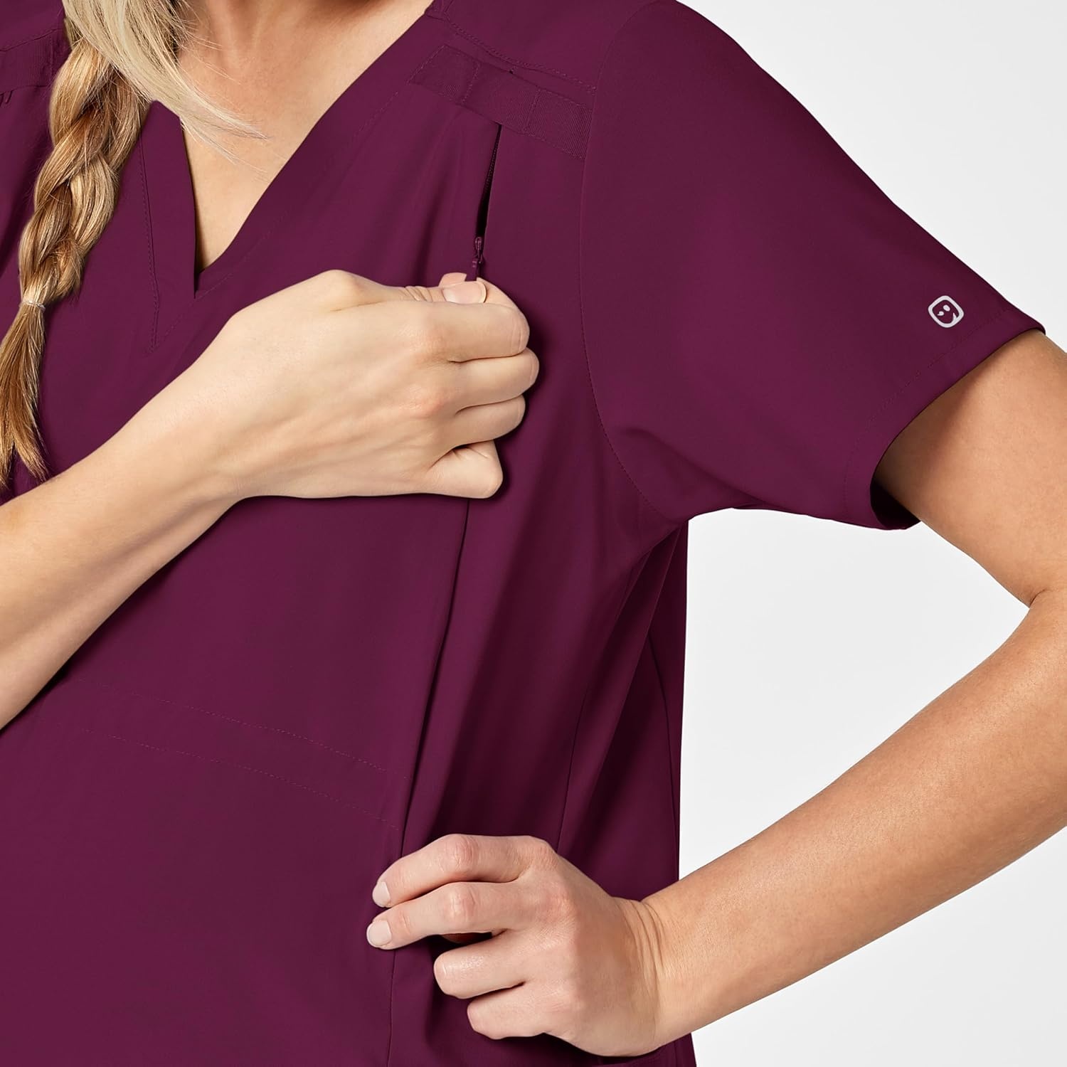 Wink W123 Maternity V-Neck Scrub Top(Wine)