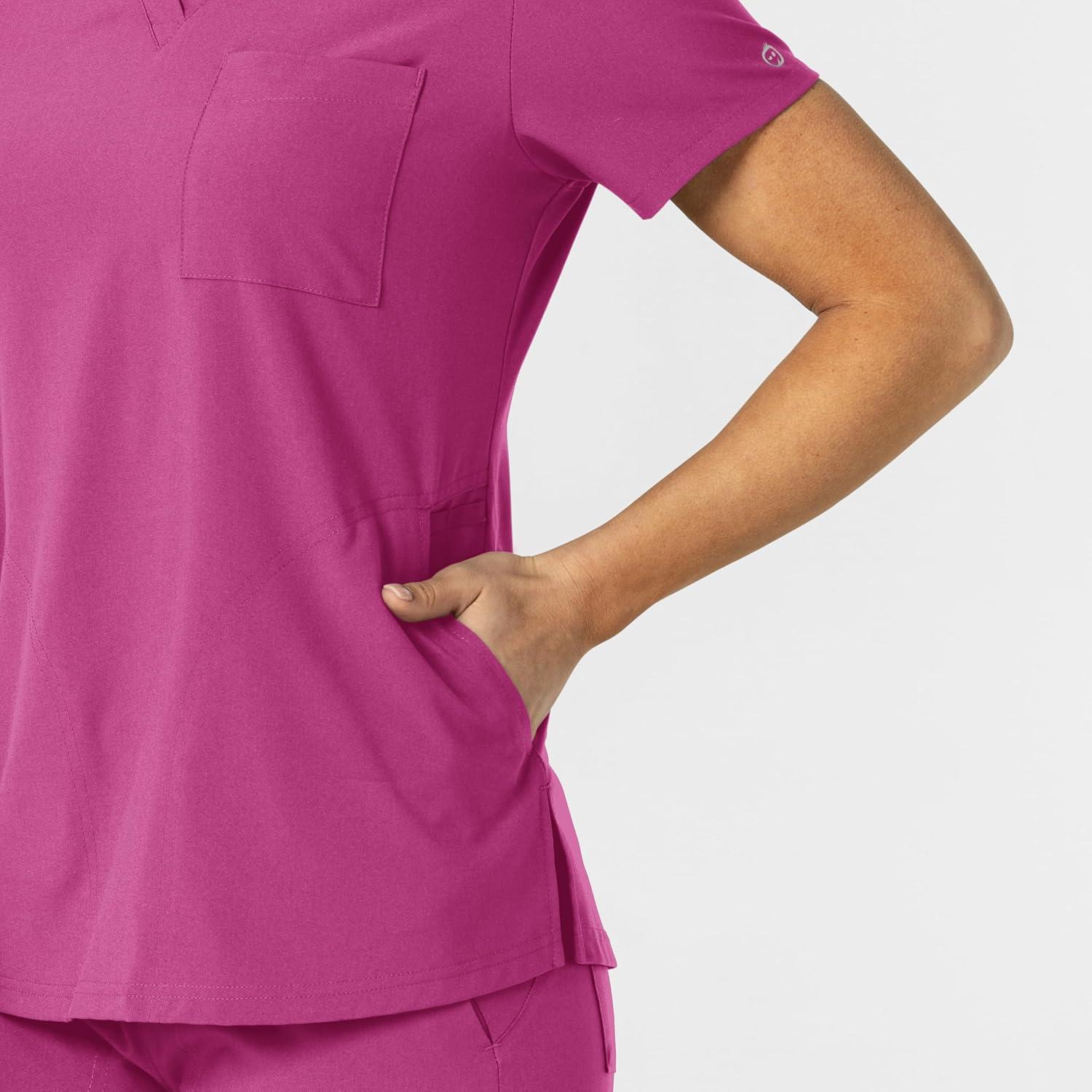 Wink W123 Women’s Flex-n-Reach V-Neck Scrub Top – Raspberry, XS