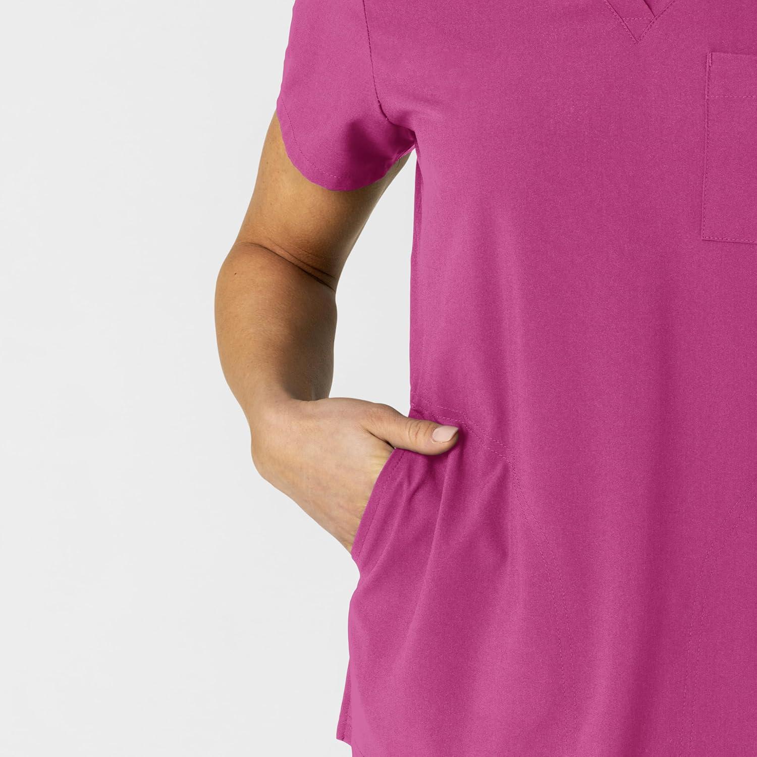 Wink W123 Women’s Flex-n-Reach V-Neck Scrub Top – Raspberry, XS