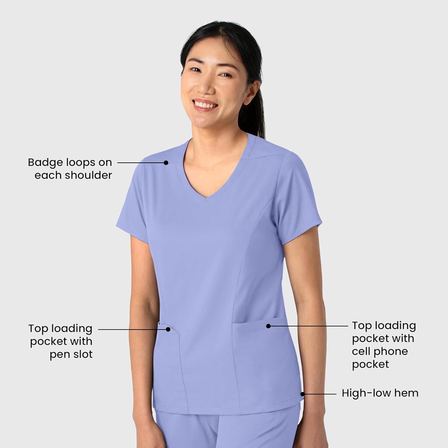 Wink Boundless Women’s 2-Pocket V-Neck Scrub Top – Ceil Blue, XS