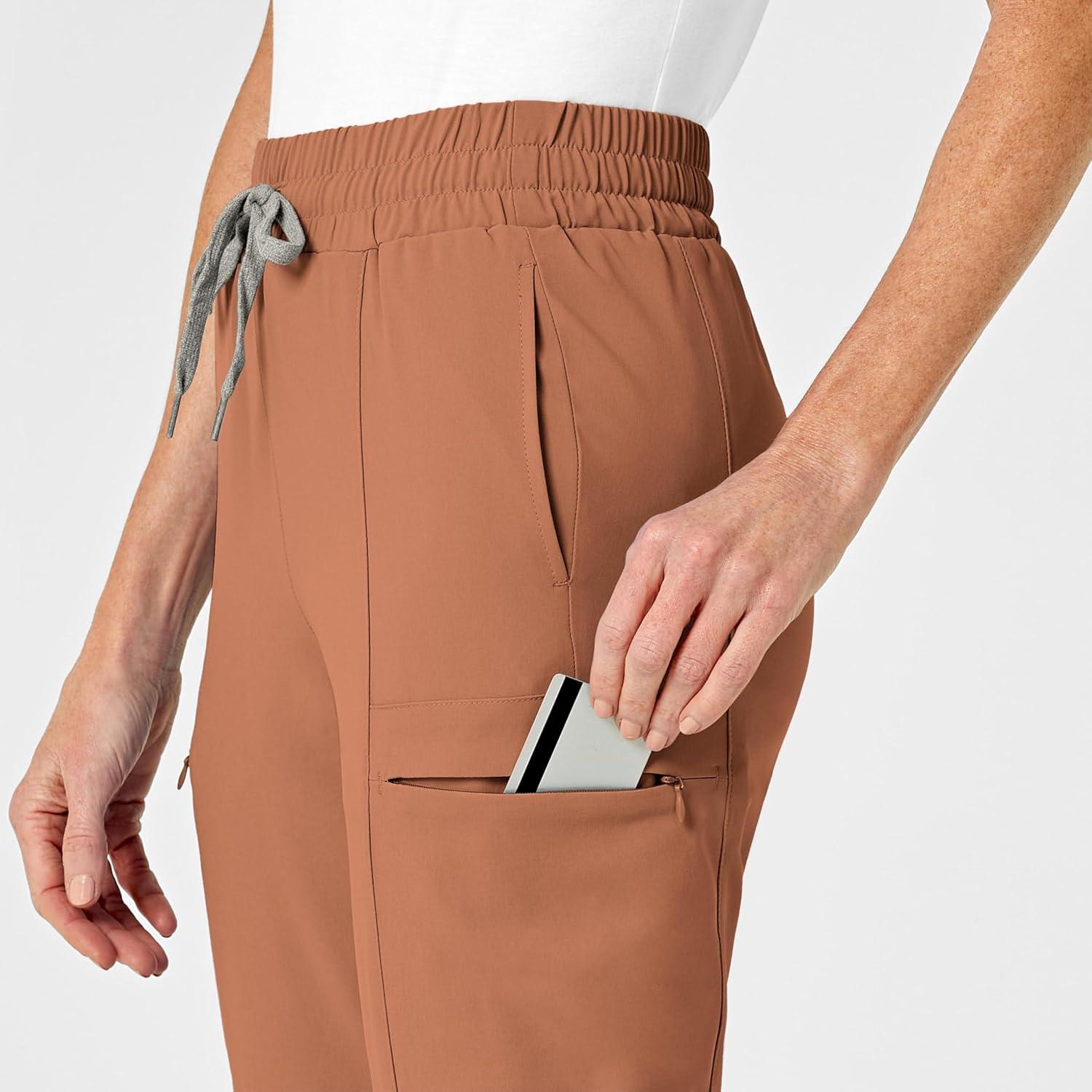 Wink Scrubs for Women, Renew, High-Waist Slim-Leg Pants with Drawstring and 5 Pockets(Clay)