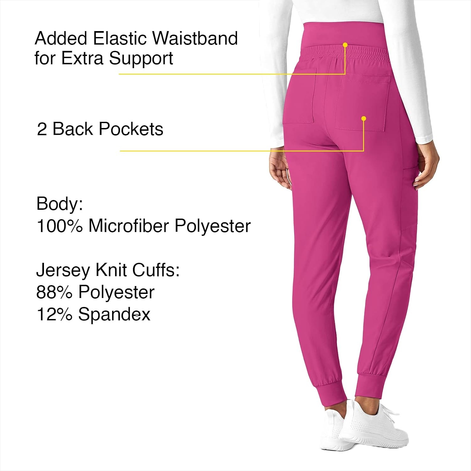 Wink Scrubs for Women, W123, Maternity Joggers Pants with 7 Pockets(Hot Pink)