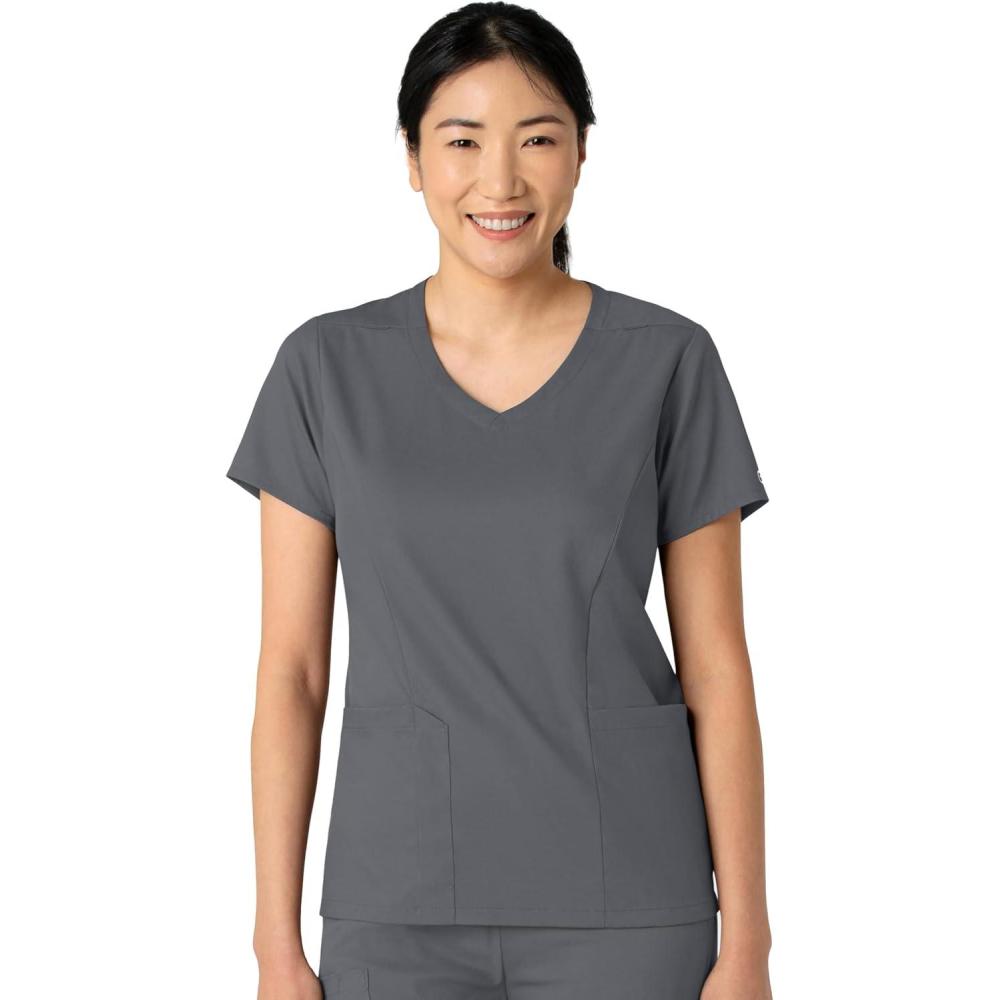 Wink Boundless Women’s 2-Pocket V-Neck Scrub Top – Pewter, L