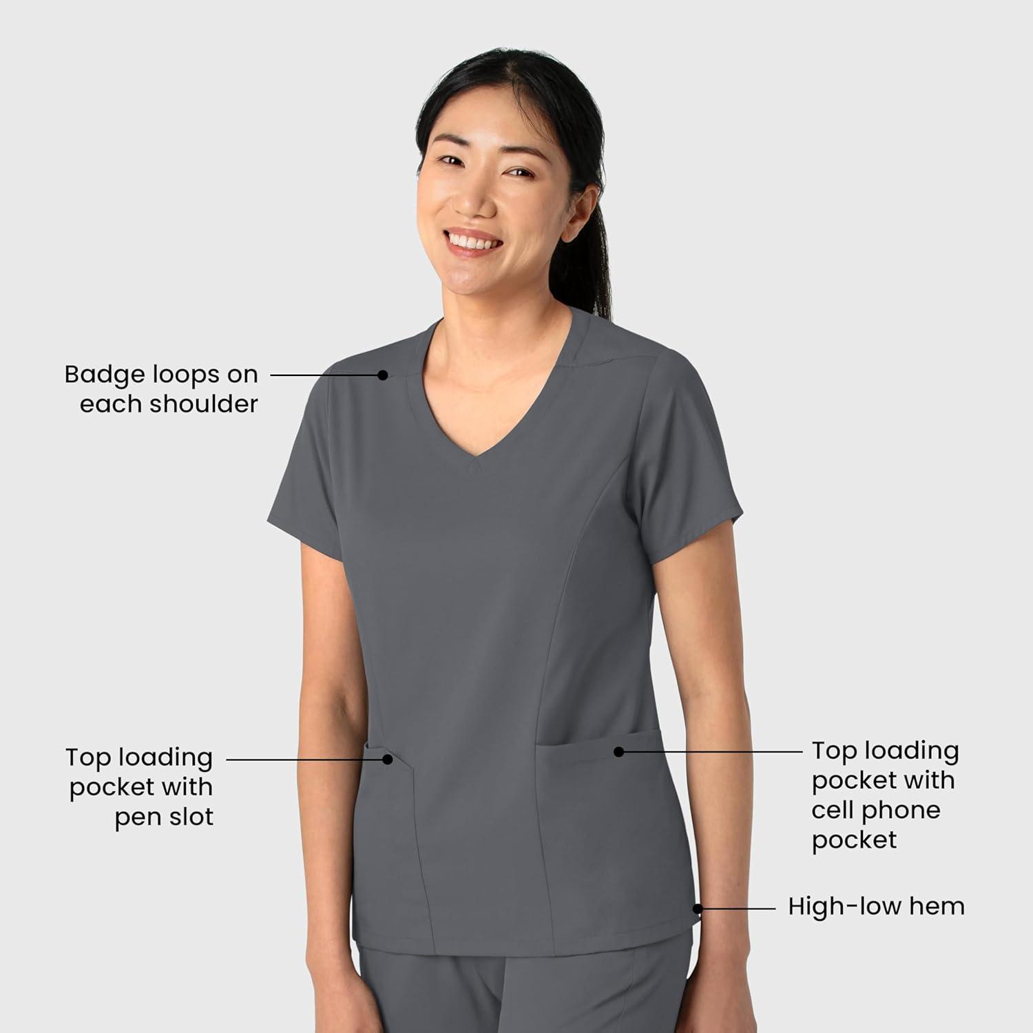 Wink Boundless Women’s 2-Pocket V-Neck Scrub Top – Pewter, L
