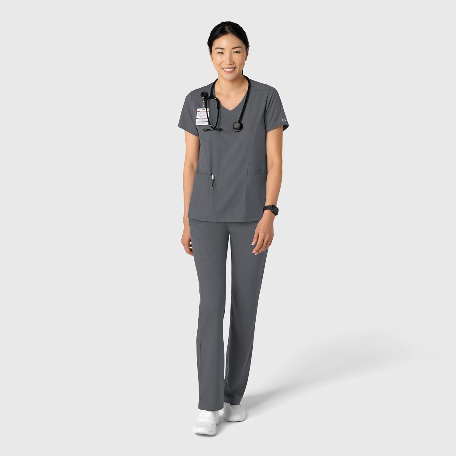 Wink Boundless Women’s 2-Pocket V-Neck Scrub Top – Pewter, L