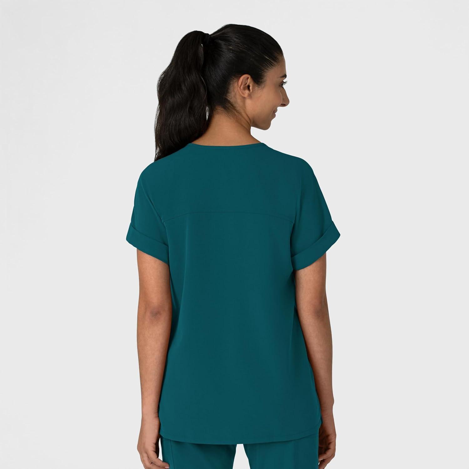 Wink Women’s Women’s Drop Shoulder Boxy Scrub Top(Caribbean)