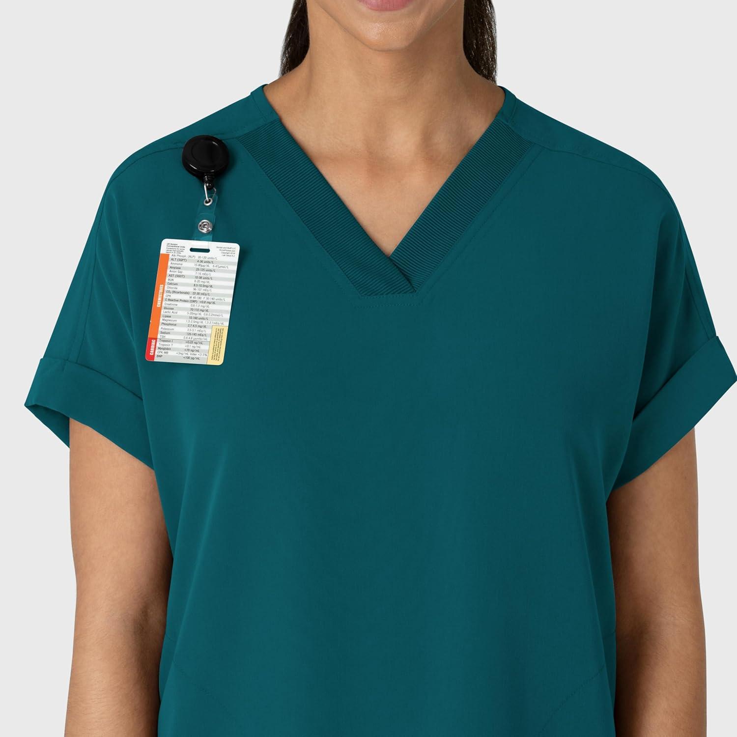 Wink Women’s Women’s Drop Shoulder Boxy Scrub Top(Caribbean)