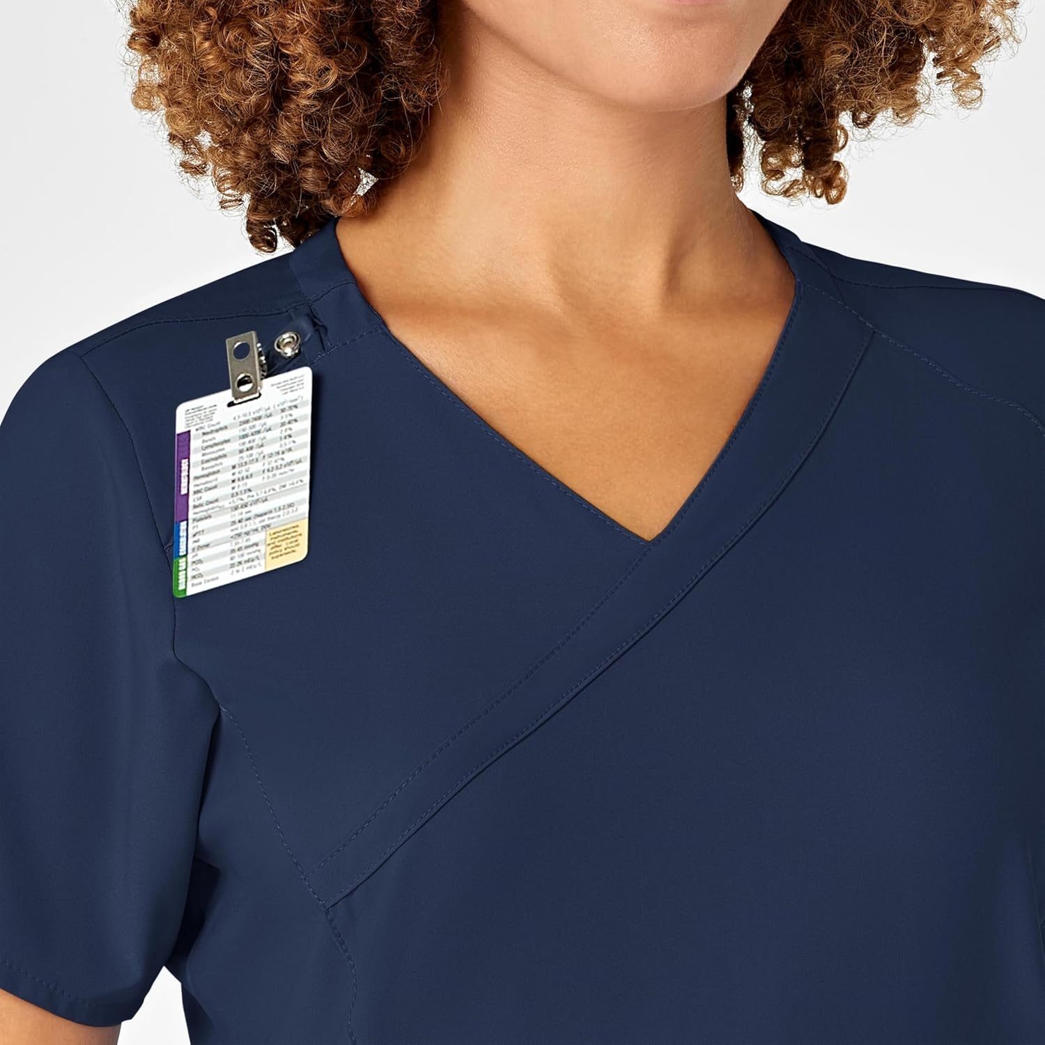 Wink W123 Women’s Mock Wrap Scrub Top, Navy, 3X