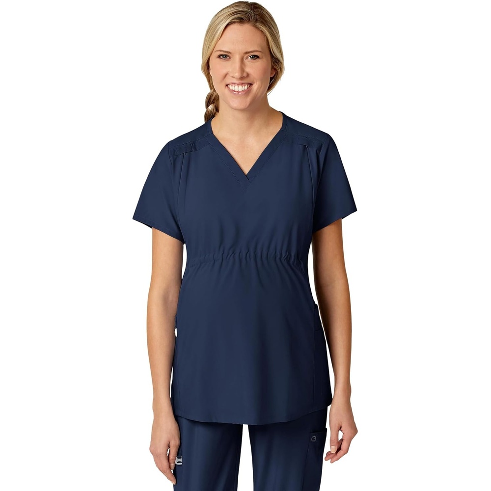 Wink W123 Maternity V-Neck Scrub Top(Navy)