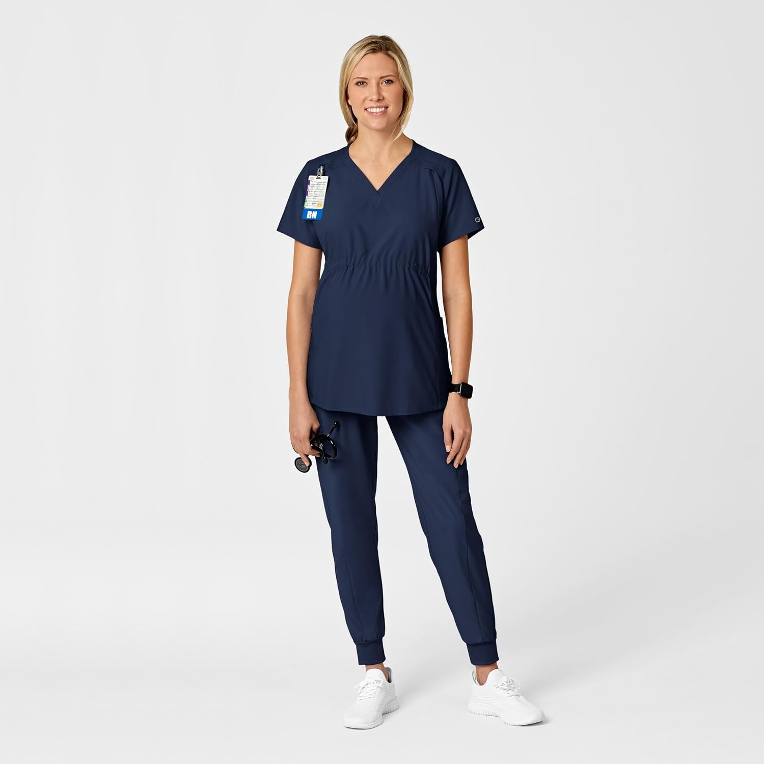 Wink W123 Maternity V-Neck Scrub Top(Navy)