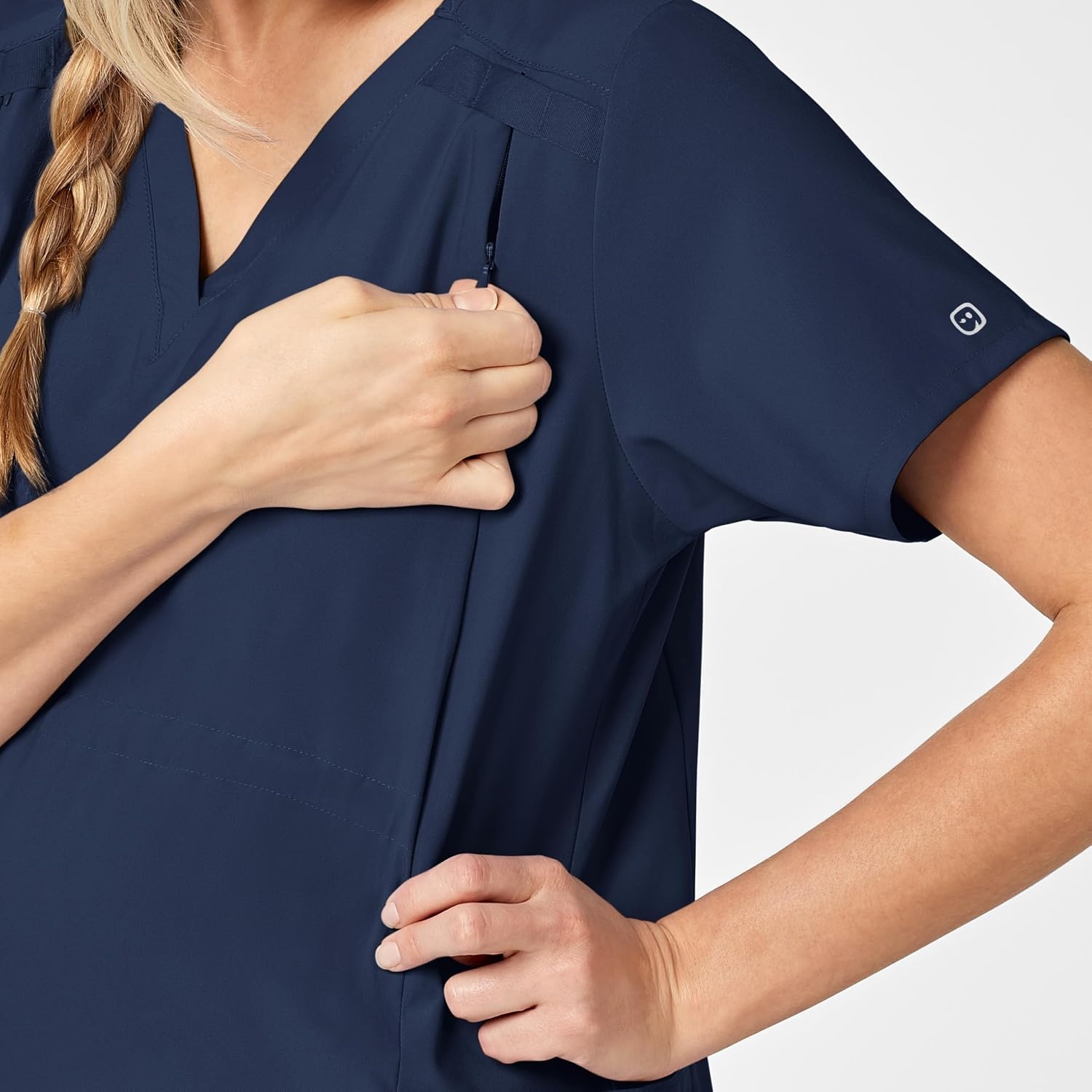 Wink W123 Maternity V-Neck Scrub Top(Navy)
