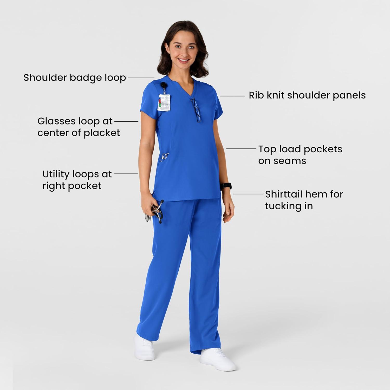 Wink Nova Women’s Flex-n-Reach Shoulder Panel V-Neck Scrub Top – Royal, L