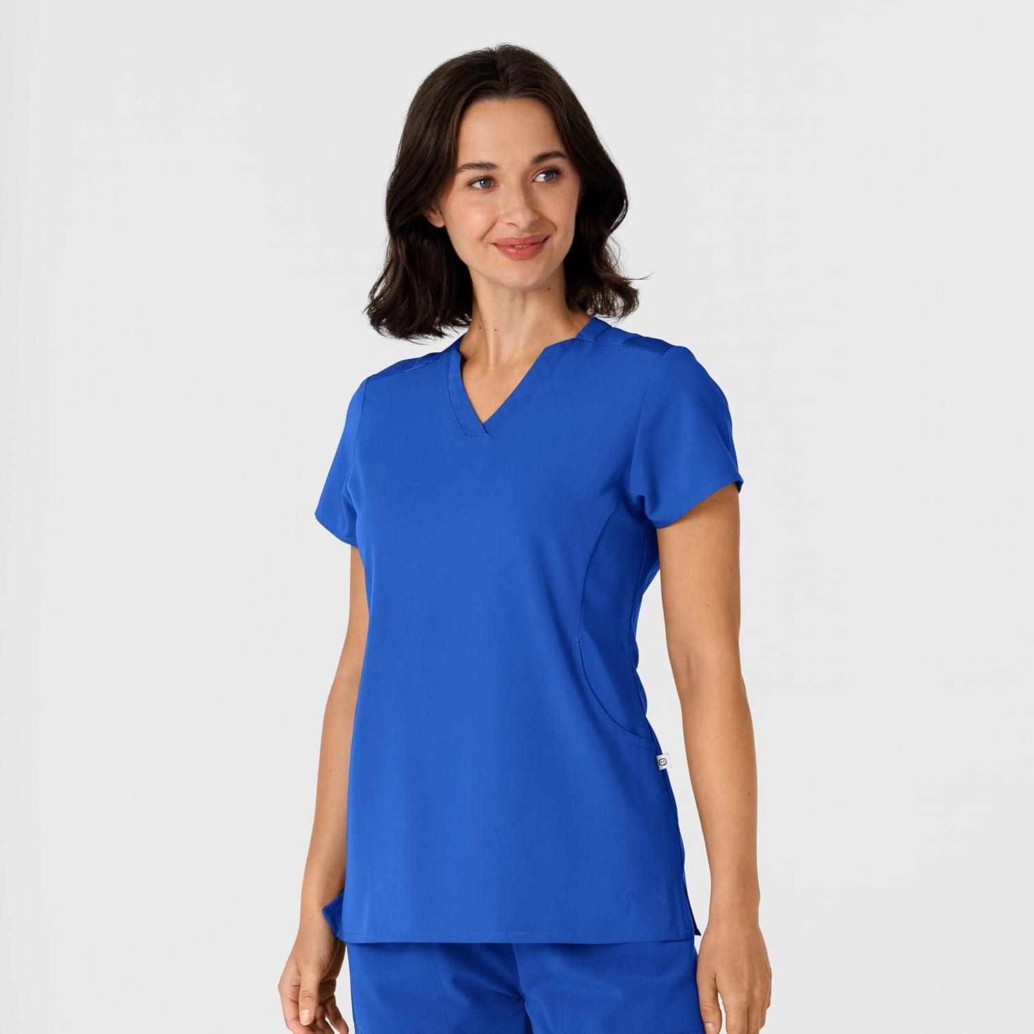 Wink Nova Women’s Flex-n-Reach Shoulder Panel V-Neck Scrub Top – Royal, L