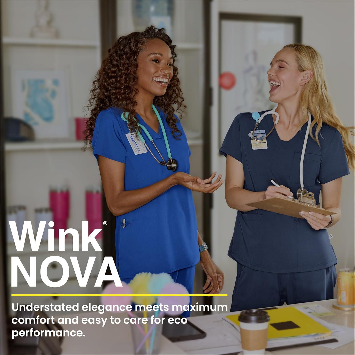 Wink Nova Women’s Flex-n-Reach Shoulder Panel V-Neck Scrub Top – Royal, L