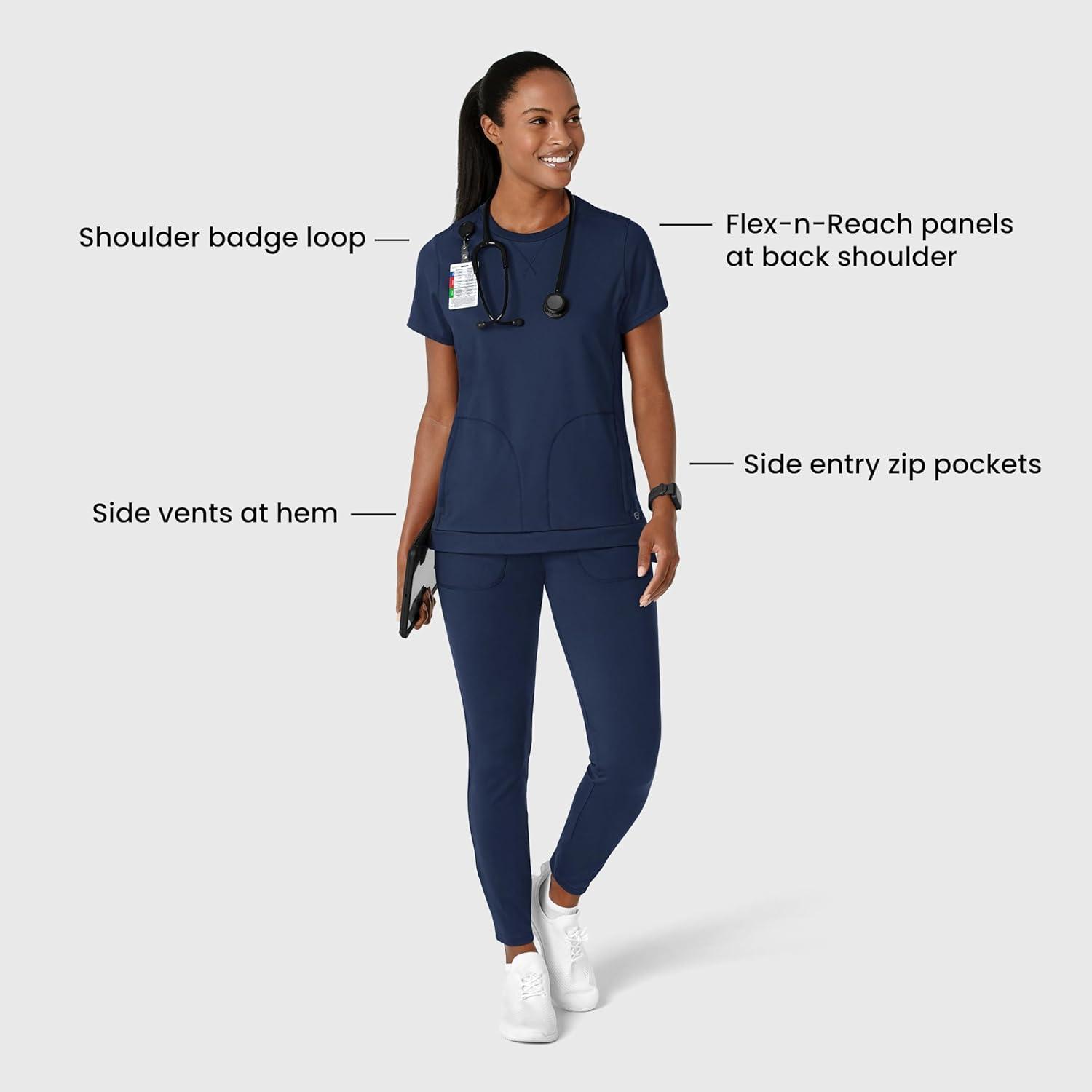 Wink Knit Women’s Flex-n-Reach Crew Neck Scrub Top – Navy, 2X