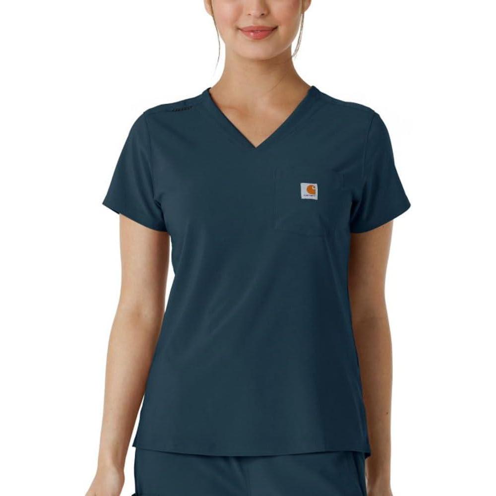 Carhartt Scrubs C13410 Women’s Cross-Flex Modern Fit Tuck-in Top Small Navy