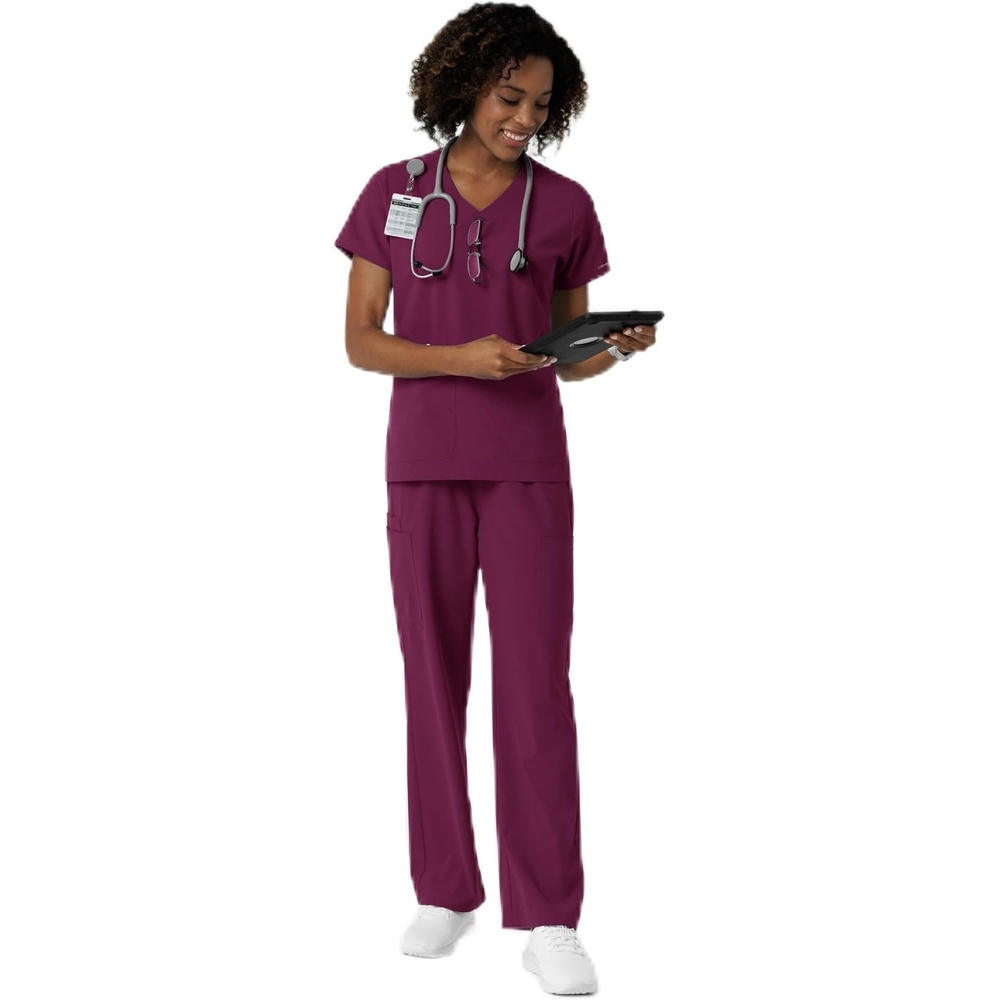 Wink Women’s Women’s V-Neck Scrub Top(Wine)