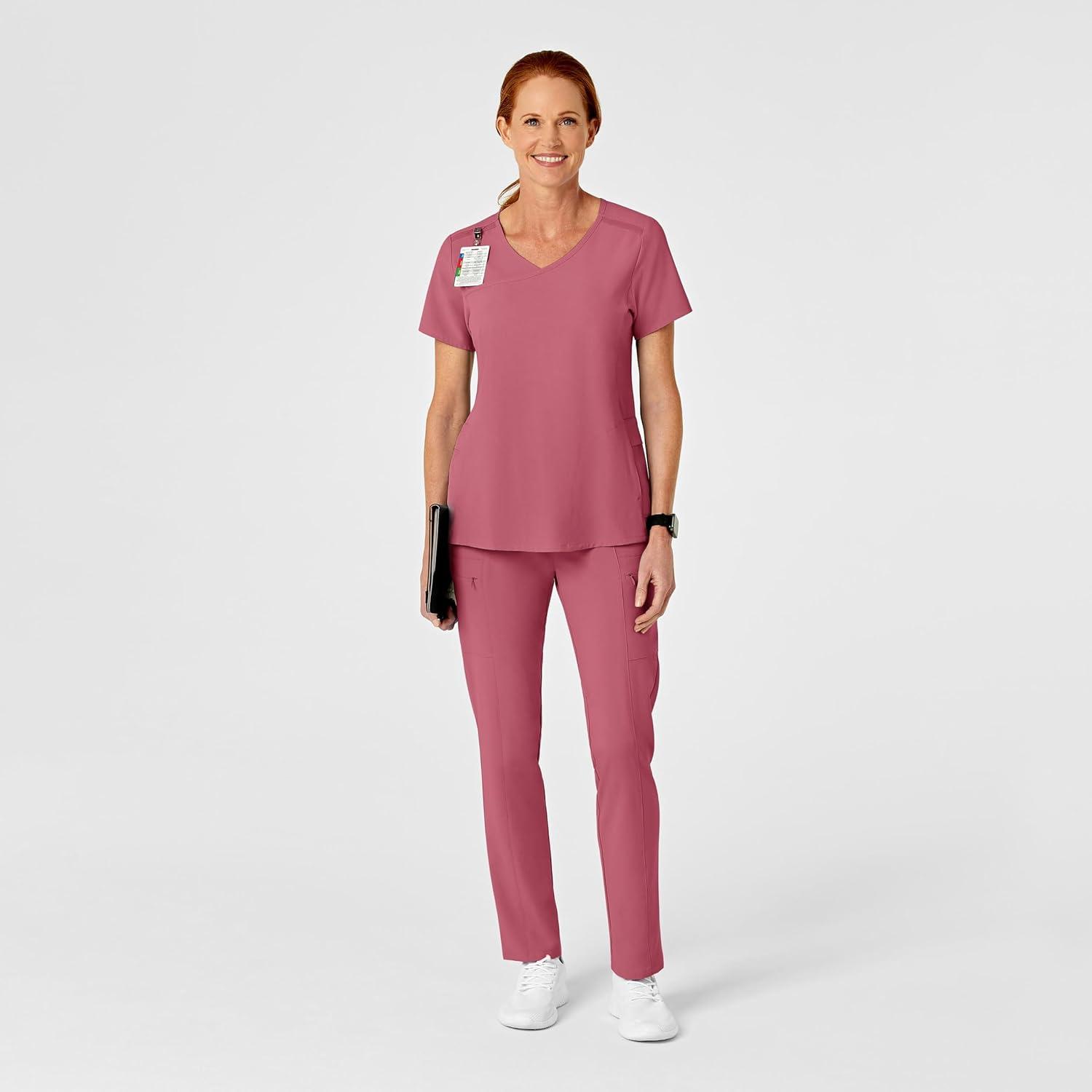 Wink Scrubs for Women, Renew, High-Waist Slim-Leg Pants with Drawstring and 5 Pockets(Rosebud)