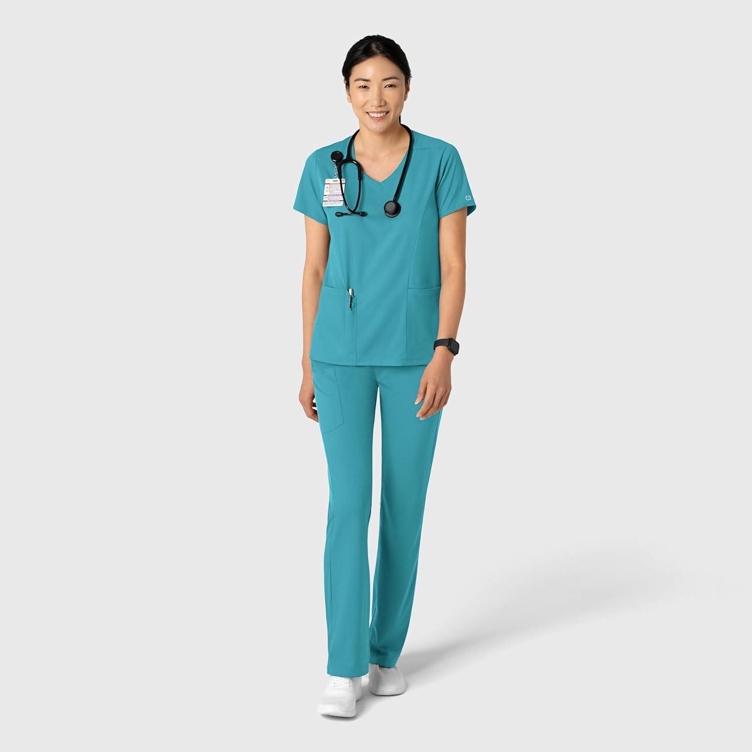 Wink Boundless Women’s 2-Pocket V-Neck Scrub Top – Teal, 5X