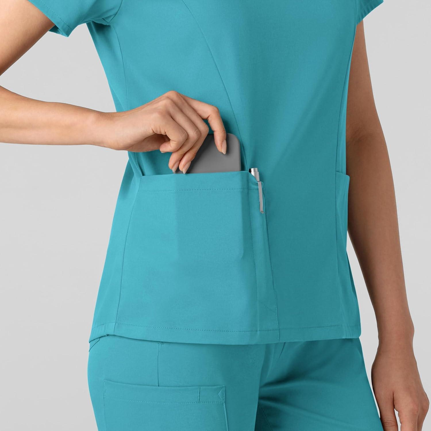 Wink Boundless Women’s 2-Pocket V-Neck Scrub Top – Teal, 5X