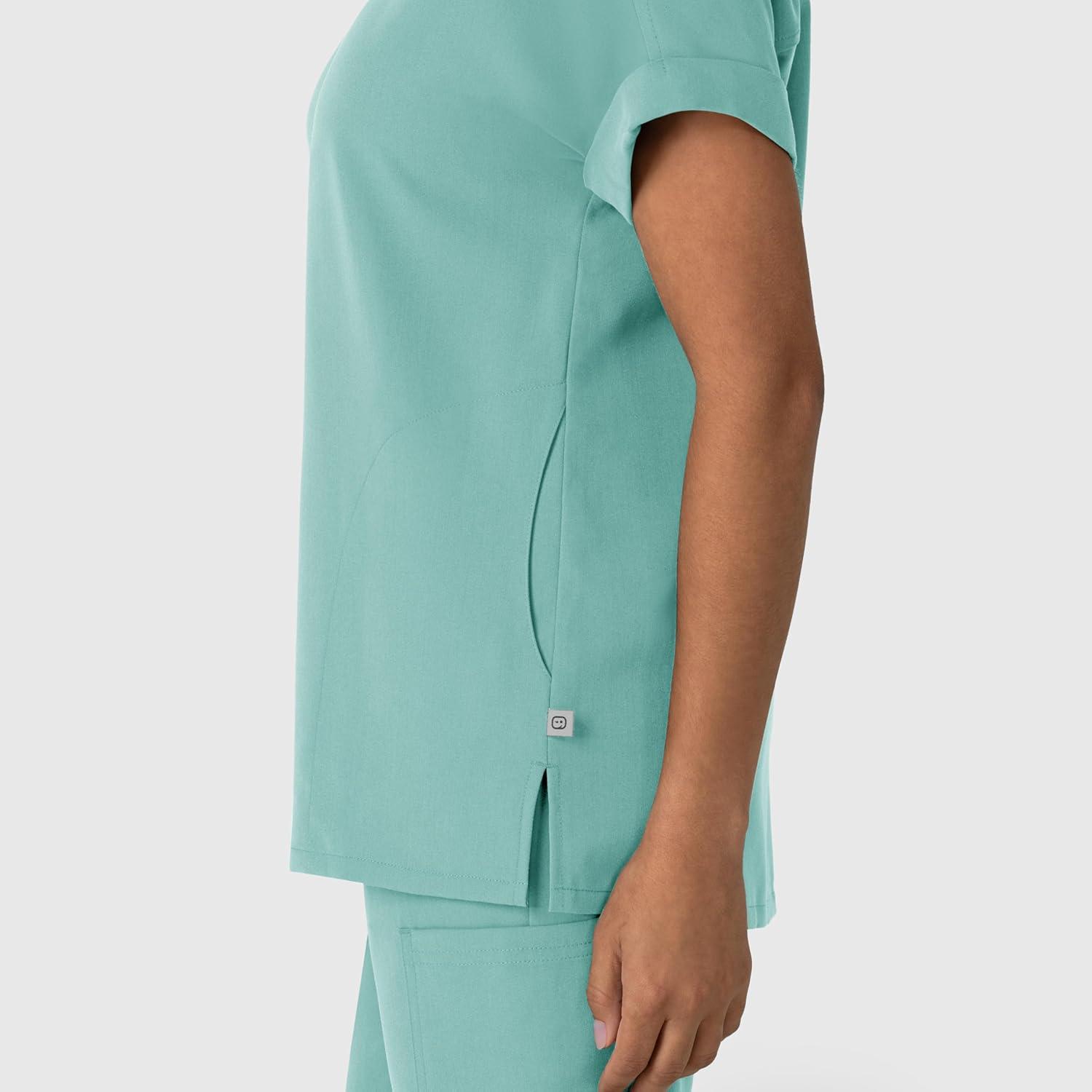 Wink Women’s Women’s Drop Shoulder Boxy Scrub Top(Turquoise)