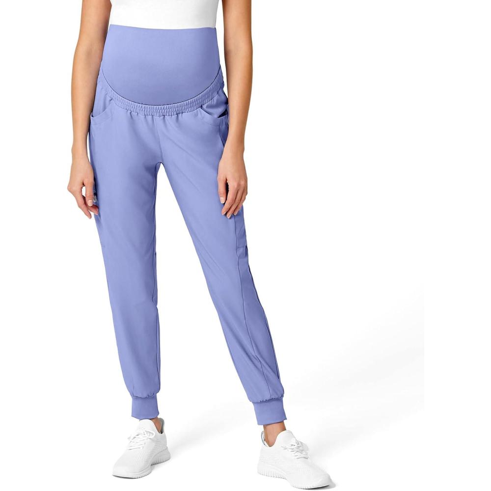WonderWink Women’s W123 Maternity Jogger Scrub Pant(Ceil Blue)