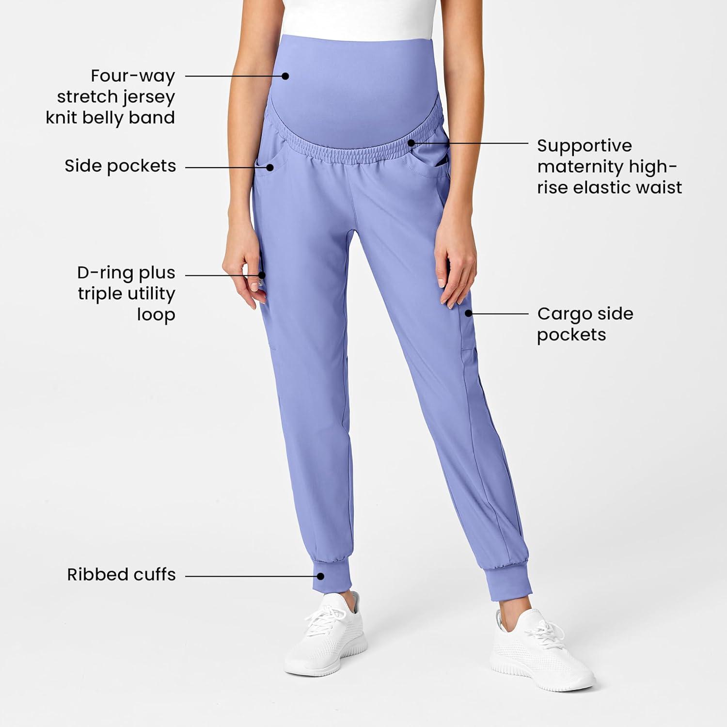 WonderWink Women’s W123 Maternity Jogger Scrub Pant(Ceil Blue)