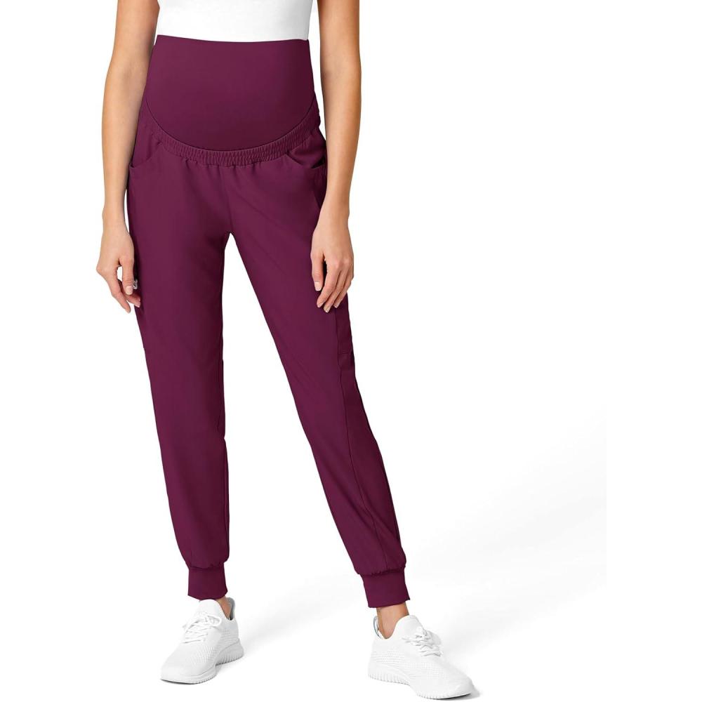 WonderWink Women’s W123 Maternity Jogger Scrub Pant(Wine)