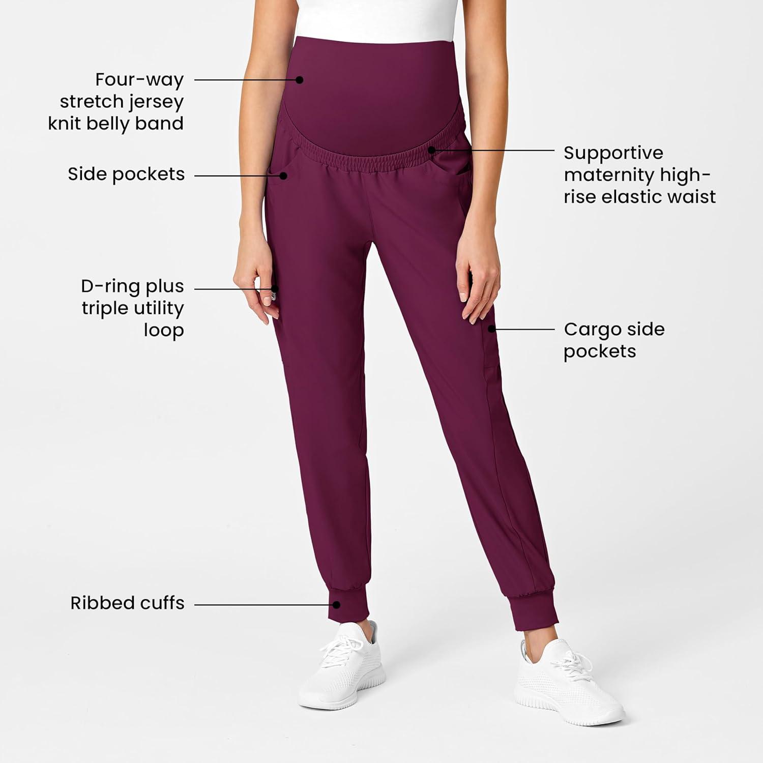 WonderWink Women’s W123 Maternity Jogger Scrub Pant(Wine)