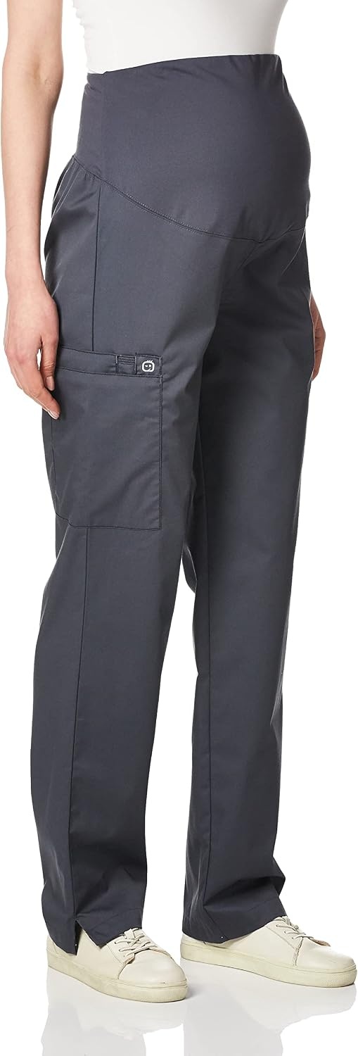 WonderWink Women’s Wonderwork Scrubs for Maternity Cargo Scrub Pants(Pewter)