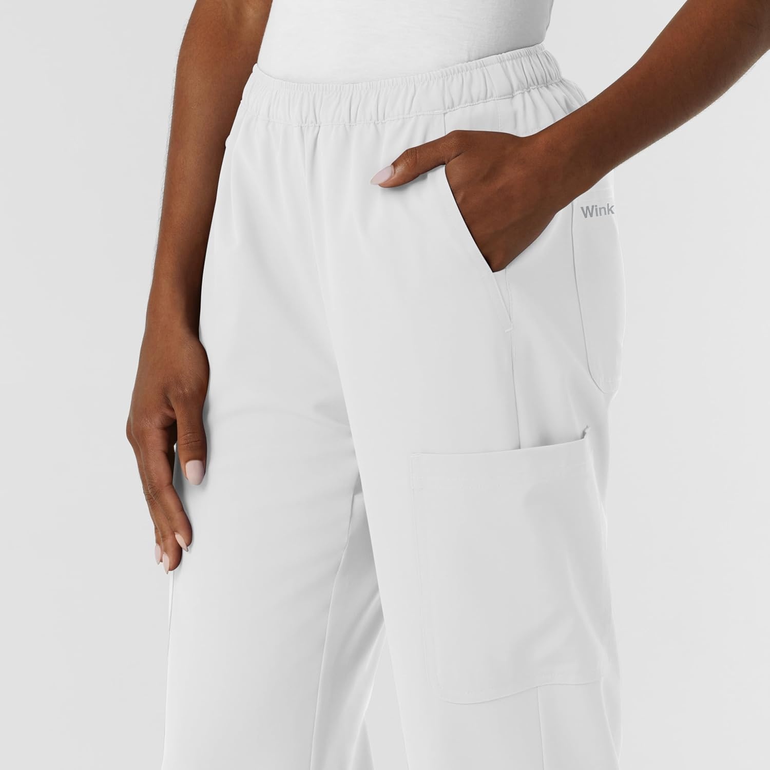 Wink NURTUR Women’s Straight Leg Cargo Scrub Pant, White, 3XL