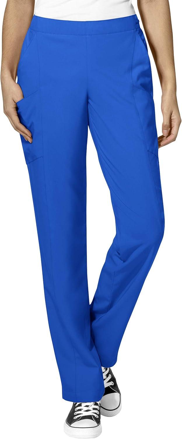 WonderWink W123 Women’s Stylized V-neck Top & Flat Front Double Cargo Pant Scrub Set + Badge Reel(Royal)