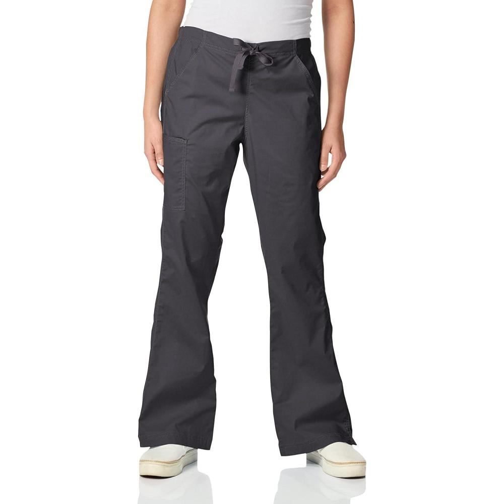 WonderWink Womens Grace Flare Leg Cargo PantMedical Scrubs Pants(Charcoal)