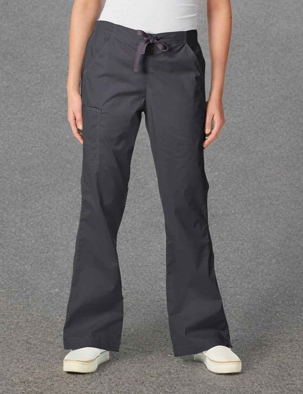 WonderWink Womens Grace Flare Leg Cargo PantMedical Scrubs Pants(Charcoal)