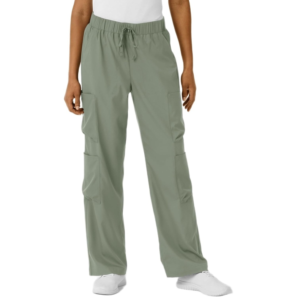 Wink Scrubs for Women, Boundless, Classic Wide Leg Cargo Pants with Full Drawstring and 8 Pockets(Sage)