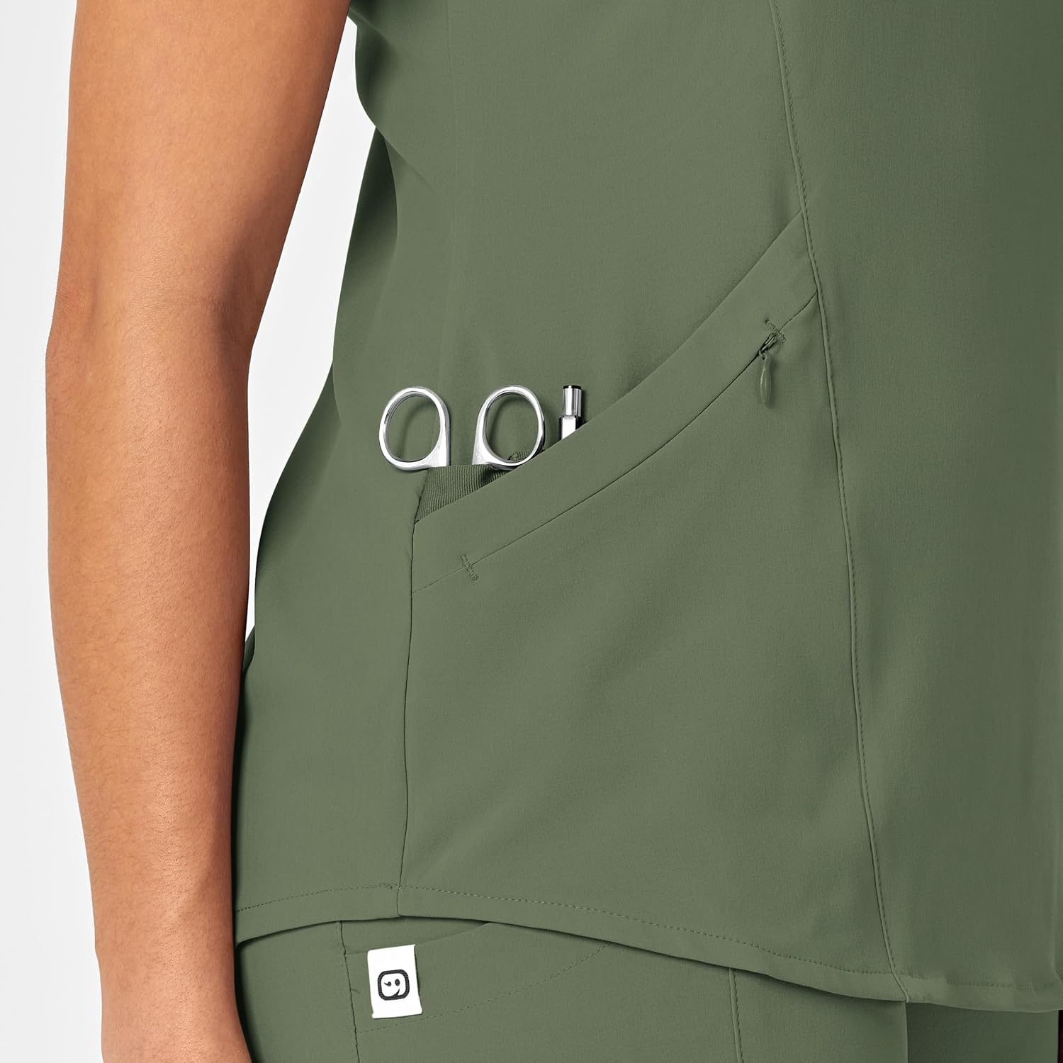 WonderWink womens Renew Women’s V-neck Top Medical Scrubs, Olive, Large US