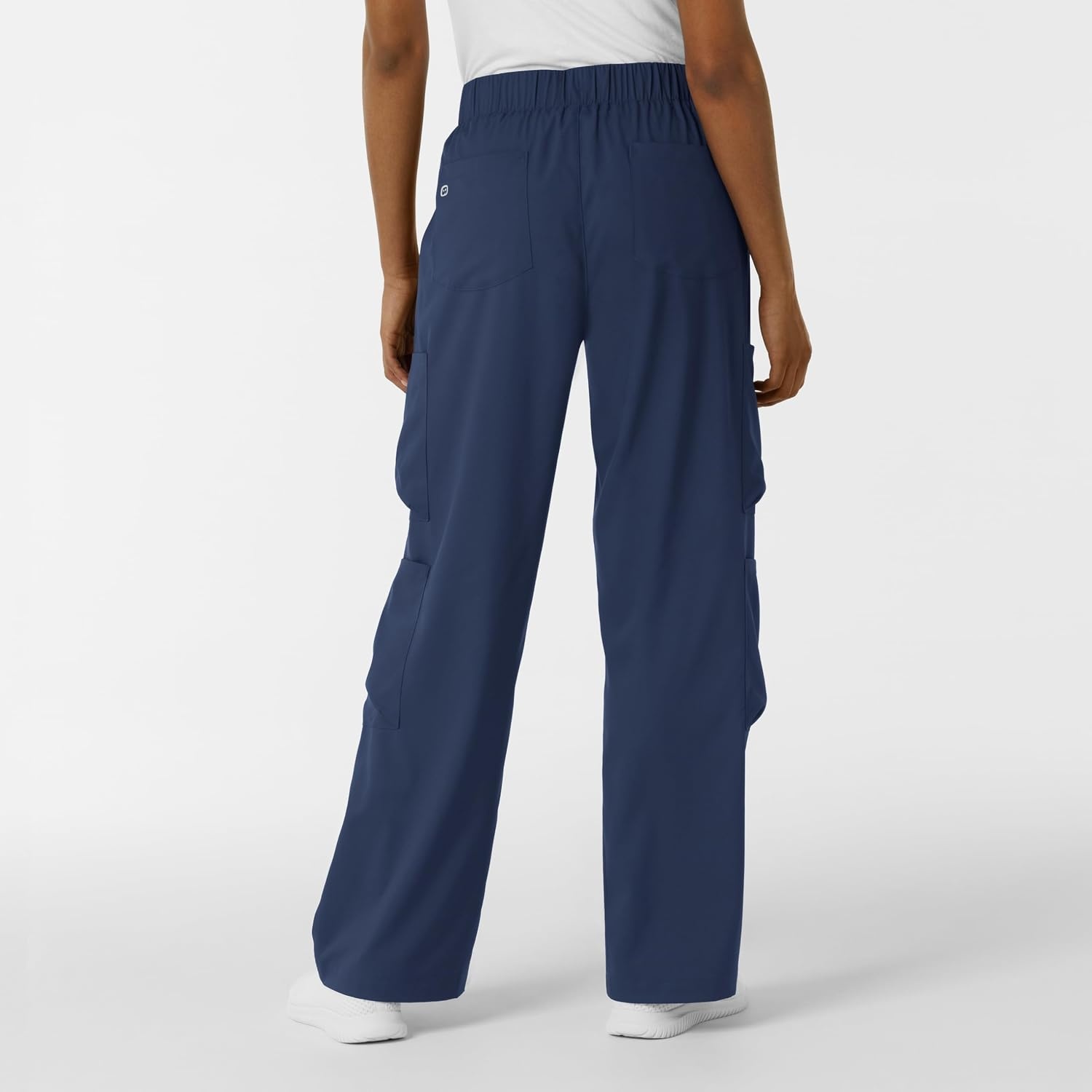 Wink Scrubs for Women, Boundless, Classic Wide Leg Cargo Pants with Full Drawstring and 8 Pockets(Navy)