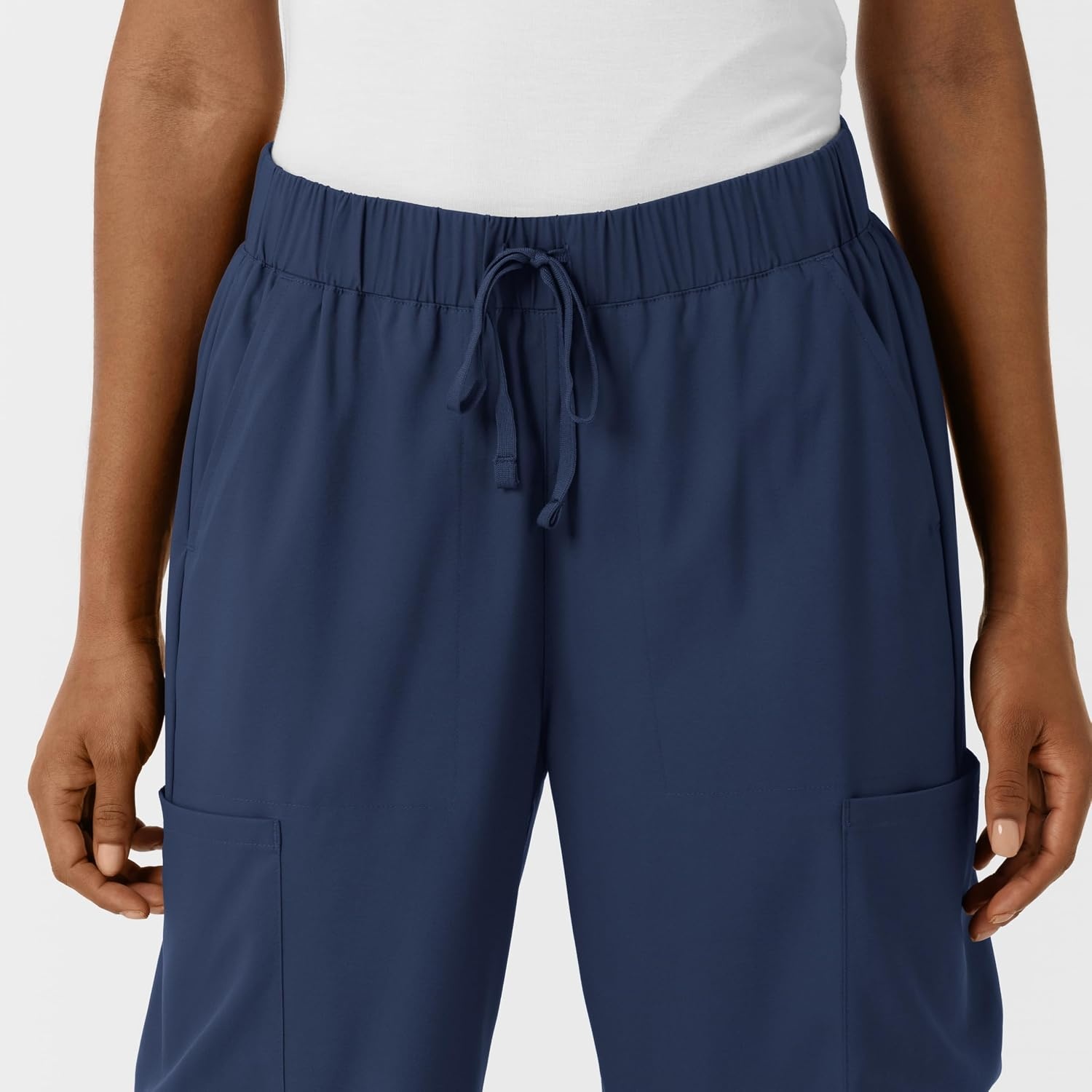 Wink Scrubs for Women, Boundless, Classic Wide Leg Cargo Pants with Full Drawstring and 8 Pockets(Navy)